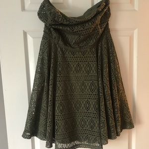 Express olive fit and flare lace dress